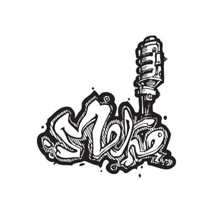 Graffiti smoke decal with bold black street-art line illustration