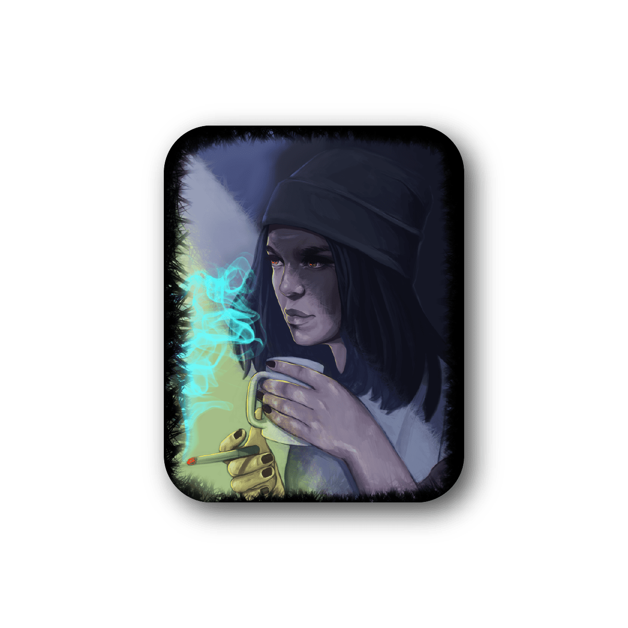 Image of Smoking Girl Drinking Coffee Sticker