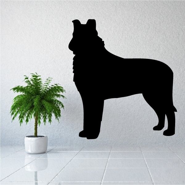 Black Smooth Collie dog silhouette decal with standing pose.