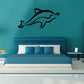 Smooth dolphin wall decal with black silhouette