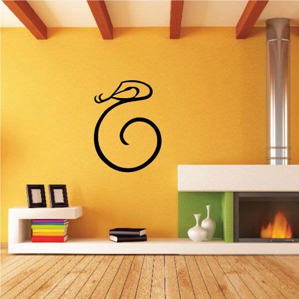 Snake zodiac symbol wall decal with black outline