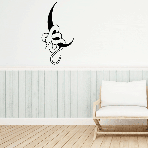 Image of Snake curled around Moon Decal