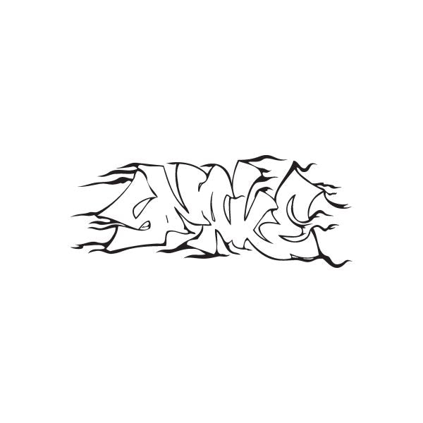 Snake graffiti decal with black graffiti-style line art