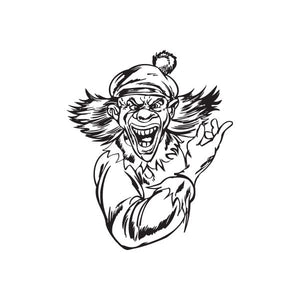 Clown golf hat decal with smiling face and black winged outline