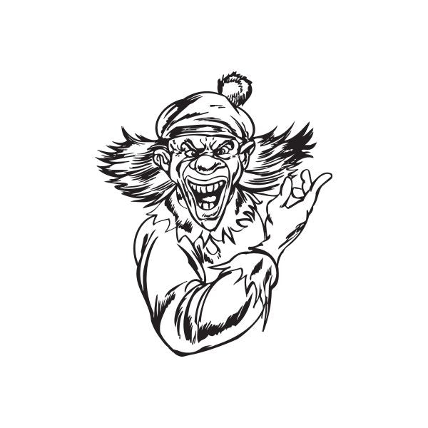 Clown golf hat decal with smiling face and black winged outline