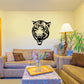 Snarling tiger head decal in black ink-style design