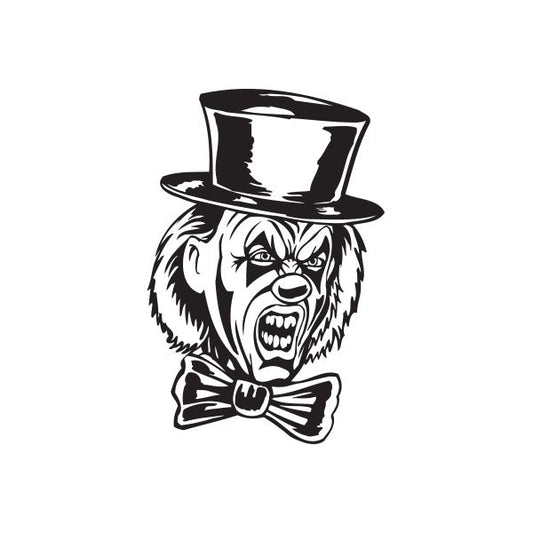 Image of Snarling Top Hat Clown Head Decal