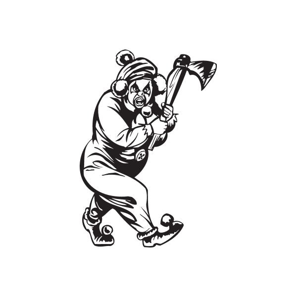 Golf hat with sneaking clown holding axe decal