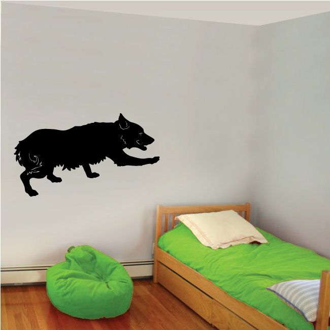 Sneaking Pembroke corgi decal, black dog silhouette wall sticker