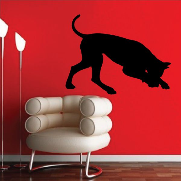 Sniffing Doberman Pinscher wall decal with black dog silhouette