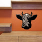Cow head decal with black-and-gray cartoon style