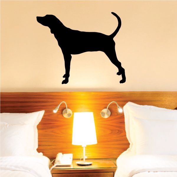 Black sniffing hound dog decal silhouette