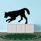 Black wolf silhouette decal with raised nose and front paws outstretched
