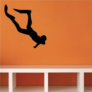 Black snorkeling diver with fins decal silhouette