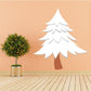 Snow-covered Christmas pine tree wall decal, white tree silhouette with layered branches