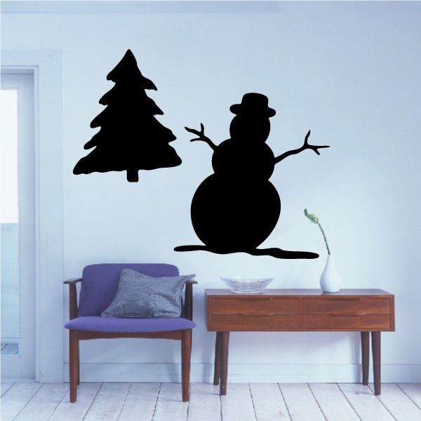 Image of Snow Man and Tree Decal