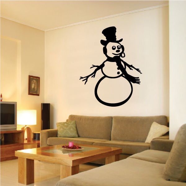 Image of Snow Man with Hat Earmuffs and Scarf Decal