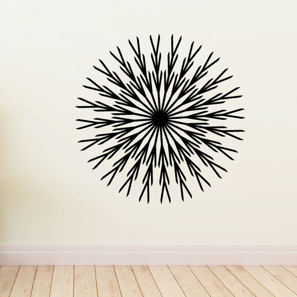 Sunburst snowflake wall decal in black and white