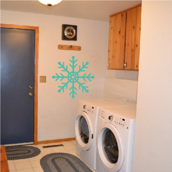 Kitchen interior enhanced with a snowflake motif wall sticker