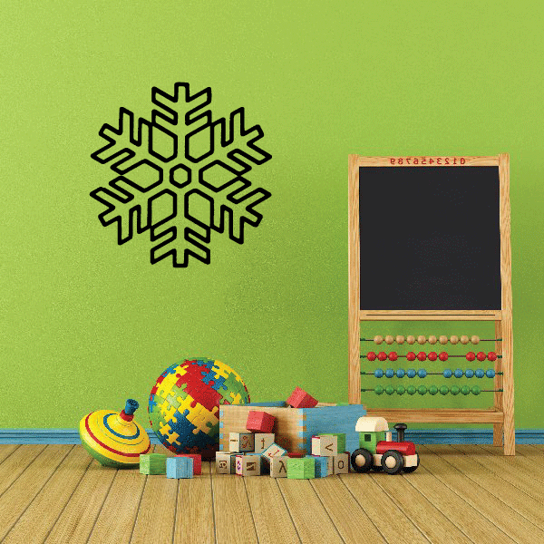 Snowflake Decal displayed prominently on a bedroom wall with a subtle design