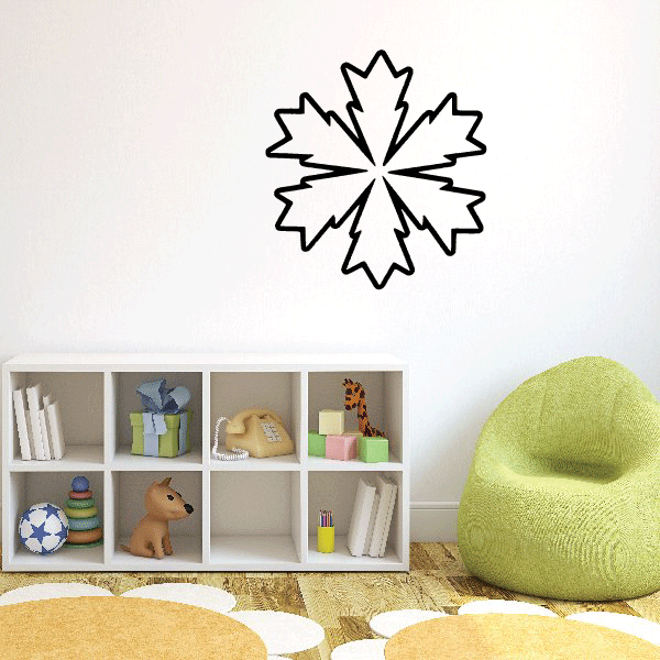 Wall art featuring a minimalist snowflake silhouette