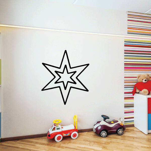 Starry snowflake wall decal in a child's playroom