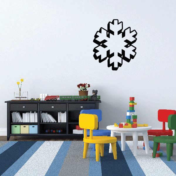 A central snowflake figure on a wall applique