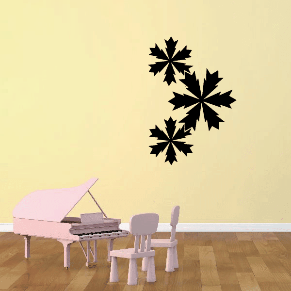 Monochrome snowflake decals creating a modern look on a wall