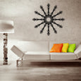 Living room decorated with snowflake wall decals near a white couch