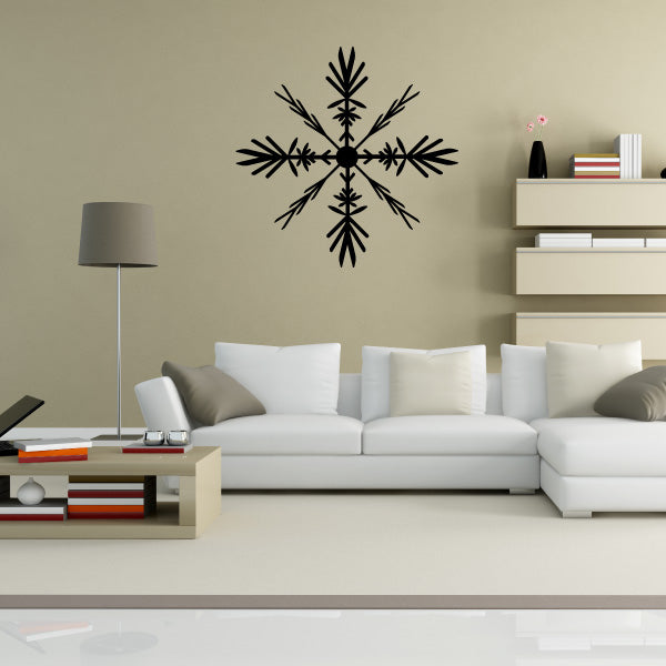 Snowflake wall sticker enhancing a living room decor