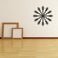 Wall adorned with a bold black and white snowflake decal