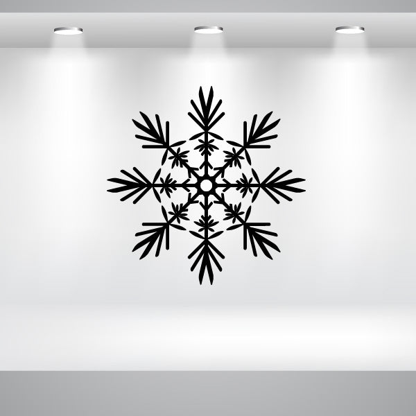 Monochrome snowflake decal on a room's wall