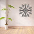 Floral snowflake pattern wall decal on a bedroom wall