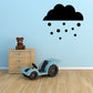 Snowing cloud vinyl decal: black cloud with falling snow dot pattern