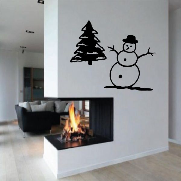 Image of Snowman and Tree Decal