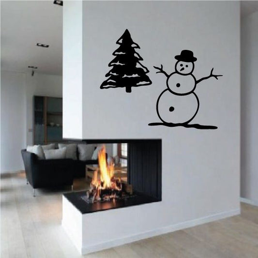 Image of Snowman and Tree Decal