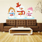 Snowman children carolers sticker set with three snowman figures in winter hats