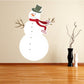 Snowman winter sticker with top hat, red scarf, carrot nose, and twig arms