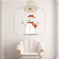 Snowman on Ice sticker with smiling snowman in Santa hat, red scarf, ice base