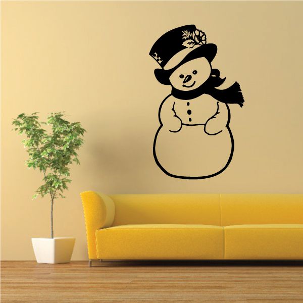 Image of Snowman Wearing Hat Decal