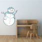 Snowman sticker with cute mint beret and scarf, round cartoon design