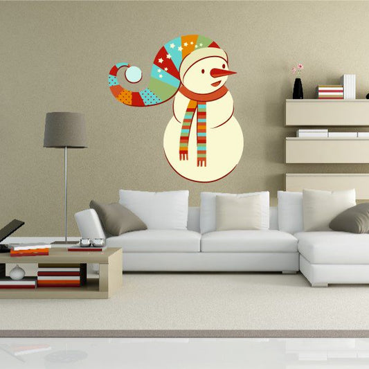 Image of Snowman with Long Pattern Hat Sticker