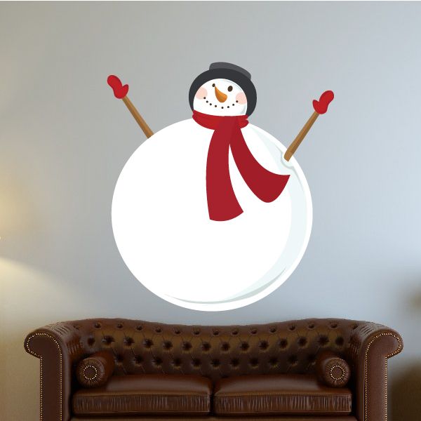 Image of Snowman with Red Scarf and Round Body Sticker