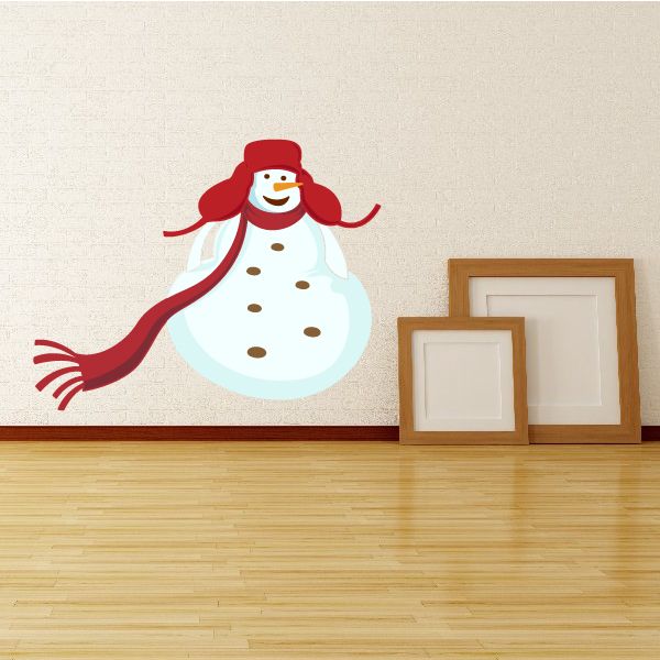 Image of Snowman with Red Trapper Hat Sticker