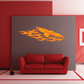 Soaring fire hawk sticker with orange and yellow flame-style graphic