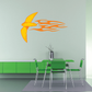 Orange soaring hawk sticker with flame-style tail and wings spread