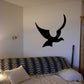 Black soaring bird wall decal silhouette
