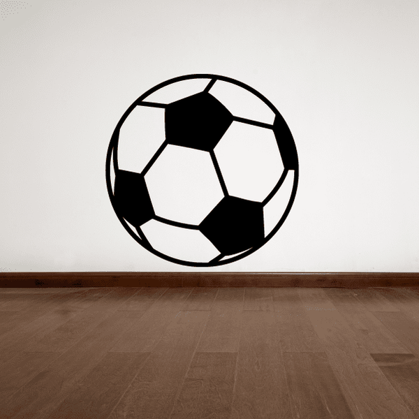 Soccer ball decal with black and white pentagon pattern