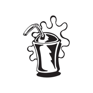 Soda drink decal with straw and splash outline