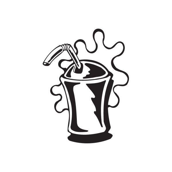 Soda drink decal with straw and splash outline